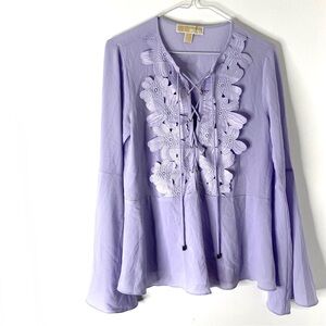 MICHAEL Michael Kors Lilac Embroidered Floral Lace-Up Blouse